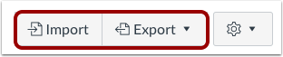 Screenshot of Import / Export button in CarmenCanvas gradebook.